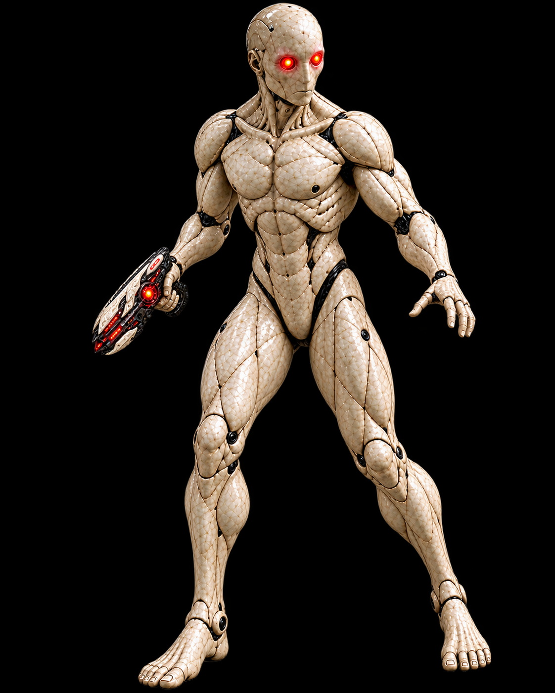 Protoclone guard clone with red optics and weapon.